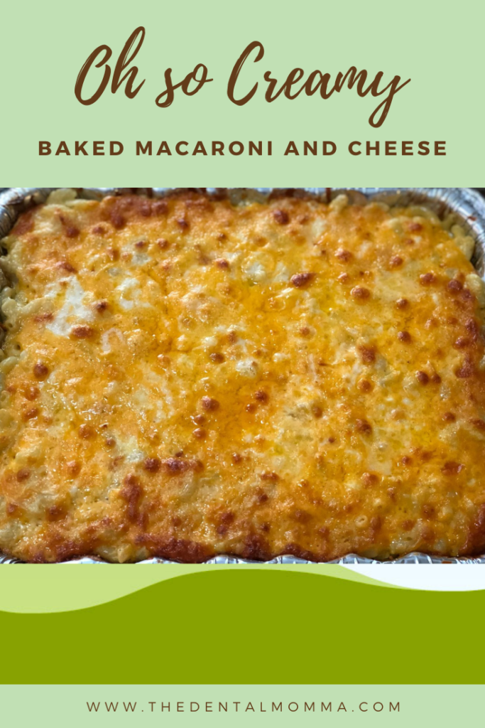 Pinterest pin image for oh so creamy macaroni and cheese recipe card